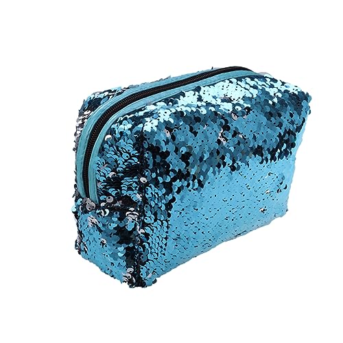 minkissy 2 x Damen Kulturbeutel Kulturbeutel für Frauen Kosmetiktaschen für Frauen Make-up Organizer Tasche Glänzende Kosmetiktasche Pailletten Kosmetiktaschen Miss Glitter Pulver Tragbar, blau, M von minkissy