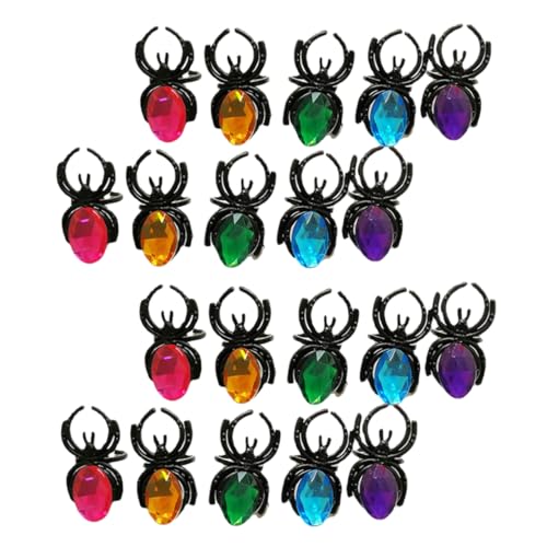 minkissy 20 Stück Halloween Spinnenring mit Glitzersteinen Kunststoff Spinnenring für Frauen und Männer als Party für Halloween und Kostümpartys von minkissy