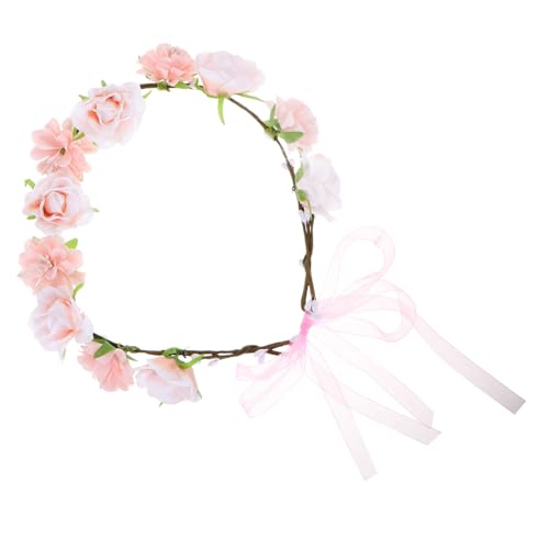 minkissy 20 Stück Kranz Tiara Damen Blumenmädchen Stirnband für die Hochzeit rosa Blumenkrone Tiara rosa Blumenstirnband Kranz Krone Seemannshut Matrosenmützen Babykrone Yacht Stoff von minkissy
