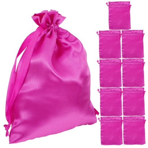 minkissy 20 Stück Satin-wig-taschen mit Kordelzug Weiche Staubdichte Aufbewahrungsbeutel für Perücken und Haarverlängerungen Tragbare Reisesichere Organizer in Rosa von minkissy