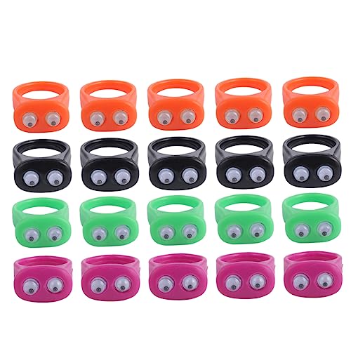 minkissy 20 Stück Teiliges Halloween Bunte Kunststoff Fingerringe mit Lustigem Augen Design Kinderfreundlich als Party Mitgebsel für Drinnen und Draußen für Jungen und Mädchen von minkissy