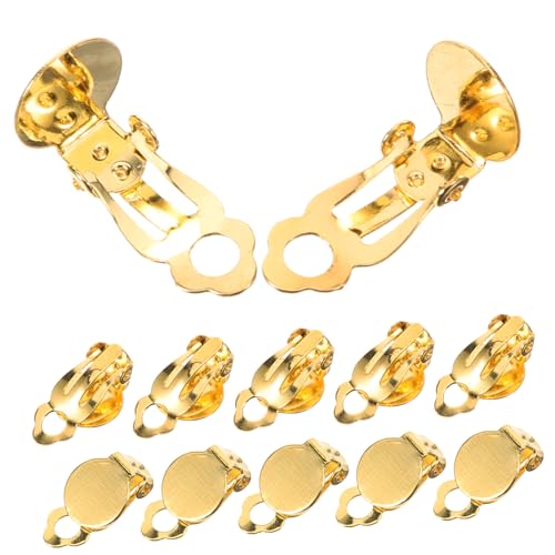 minkissy 20 Stück Teiliges Set Goldene Runde Ohrclips Ohrstecker Converter Schmerzfreie Ohrringhalter für Durchbohrte Ohren Diy Schmuckherstellung Komfortable Hautfreundliche Ohrclip von minkissy