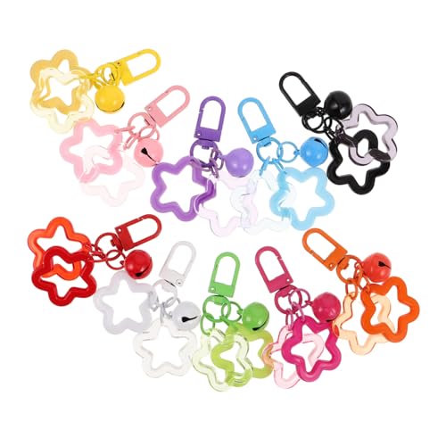 minkissy 20 Stück Teiliges Stern Schlüsselanhänger mit Glocke Drehbarem Karabiner für DIY Basteln Taschen Handyzubehör Bunte Anhänger für Rucksack Geldbörse und Schlüsselbund von minkissy