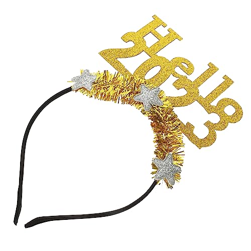 minkissy 2023 Stern Tiara Silvester Head Bopper -krone Des Neuen Jahres Kopfschmuck Für Neujahrsfeiern Sonnenbrillen Set Kindergläser Partygeschenke Für Jahr Stirnband Latte-kunst Haar von minkissy