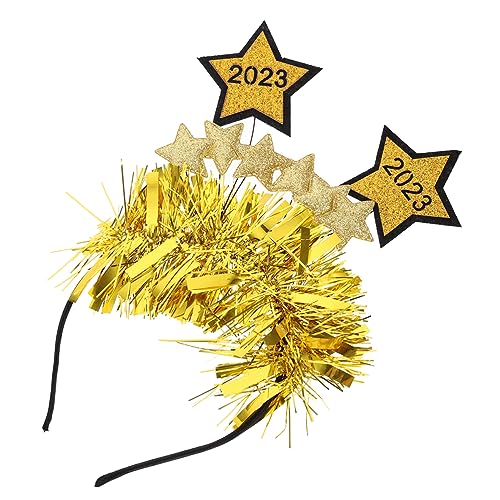 minkissy 2023 Stern Stirnband stirnband stirnbänder haarband neujahr haarreif Festliche Haarreif Zubehör Ring vierte funkeln Party-Kopfschmuck 2023 Haarbänder Filzstoff Golden von minkissy