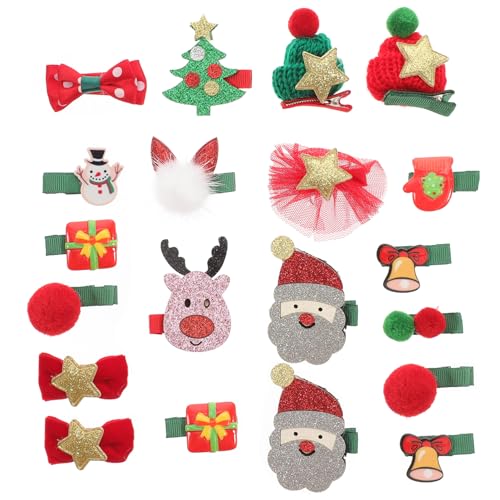 minkissy Weihnachts Haarspange Kinder 20 Stück Cartoon Haarspangen Verschiedene Muster Haarspangen für Mädchen Haarclips Weihnachten Süße Haarklammern für Kinder von minkissy
