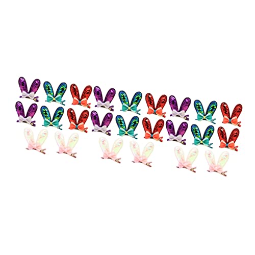 minkissy 24 Stück Haarstil jede Ohrstecker Alligator Haarnadeln Mädchen für Pailletten Häschen gemischte Clips Clip Kinder Schleife Glitzer lila Osterfisch Baby Party Ohren Schleifen dreidimensional von minkissy