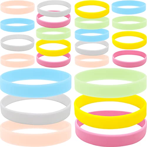 minkissy 24 Stück Leuchtende Silikon Armbänder Glow in The Dark Gummibänder für Erwachsene für Partys und Festivals von minkissy