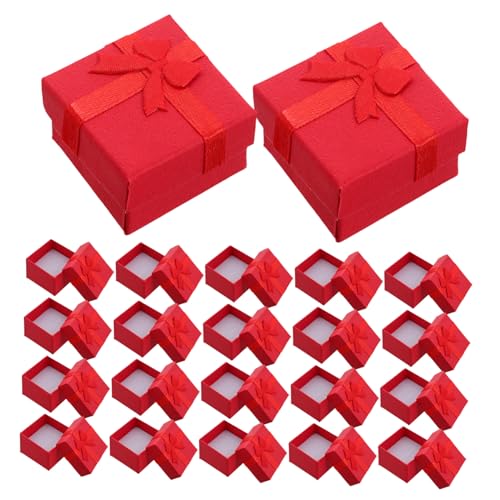 minkissy Stück Rote Schmuckschatullen Aus Pappe Mit Schleife Für Eheringe Verlobungsring Verpackungsbox Für Valentinstag Hochzeiten Und Besondere Anlässe von minkissy