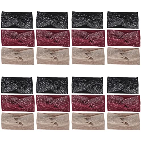 minkissy 24 Stück stilvolle Band Headwraps Yoga Kreuz Strick Mode Mädchen Bänder Haar elastische Farbe Accessoires Slip und Stil Stirnbänder Twisted Stretch Workout Knoten Mode Fitness von minkissy