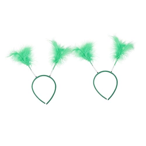 minkissy 2Pcs holiday decorations woman headband prom headband ladies headbands patricks day performance headwear green plume hair band party dress up hair costume accessories plastic chic von minkissy