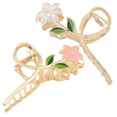 minkissy 2stücke Blumen Haar Klammern Metall Lilienblume Clips Für Damen Haarspange Mit Und Filigranem Design Haaraccessoires Für Party Und Alltag von minkissy