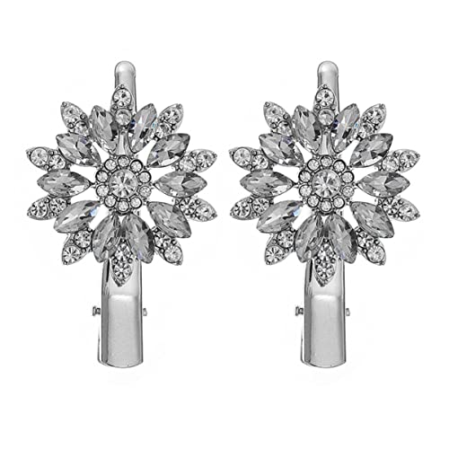 minkissy 2stücke Strass Blume Haarspange Damen Seitliche Haarnadeln All-match Haarclip Mit Strasssteinen Für Frisuren von minkissy