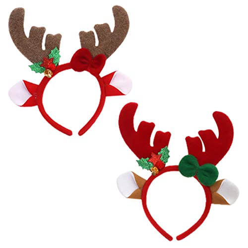 minkissy 2St Geweih Glocke Stirnband Maskerade Haarreifen aus Geweih Weihnachts-Elchgeweih Haarreif Weihnachts-Haarband mit Geweih haarschmuck Weihnachtsgeweih Kopfbedeckung Cosplay-Zubehör von minkissy