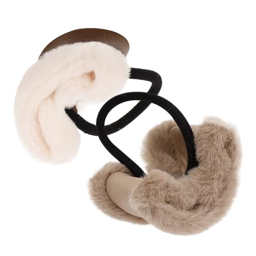 minkissy 2 Stück Retro-haargummis Aus Leder Und Pu-kunstpelz Elastische Haarseile Für Frauen Und Mädchen Pferdeschwanzhalter Haar-accessoires Für Teenager von minkissy