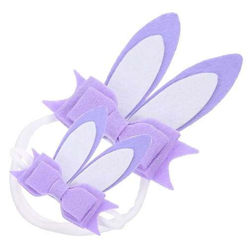 minkissy 2st Haarschmuck Für Babys Hasenohren Stirnband Babyhaarschmuck Für Mädchen Schleife Stirnbänder Stirnbandschleifen Für Mädchen Häschen-stirnbänder Violett Kind Stoff Karikatur von minkissy