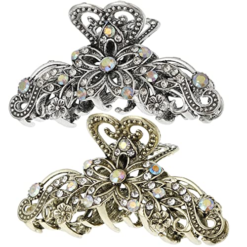 minkissy 2stücke Klaue Clips Haarklammern Für Damen Mit Strasssteinen Metall Haar Fangen Haar Verschlüsse Geeignet Für Für Büro Reisen Und Party von minkissy