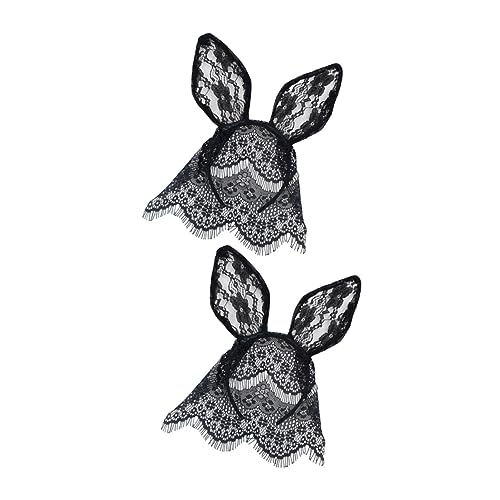 minkissy 2stücke Katzenohren Haarband Mit Spitzen- Tierohr Stirnbänder Schleier Haar Tragen Für Erwachsene Und Cosplay Party Accessoires von minkissy