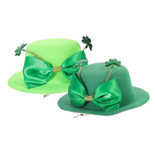 minkissy 2St Klee Kopfschmuck Fascinator-Hüte für Damen St. Patricks Day Stirnband Tiara Haar Klammern Koboldhut st. Patricks Day Accessoires Mini Haarschmuck Irland Kopfbedeckung Fräulein von minkissy