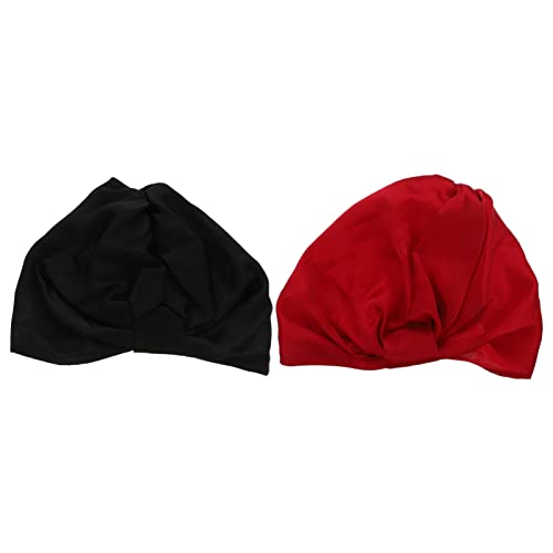 minkissy 2stücke Für Heimgebrauch Mützen Bademützen Für Mädchen Haarpflegemütze Einfache Mit Breiter Krempe Badehüte Für Damen Friseurhüte Für Hause Schwarz Rot von minkissy
