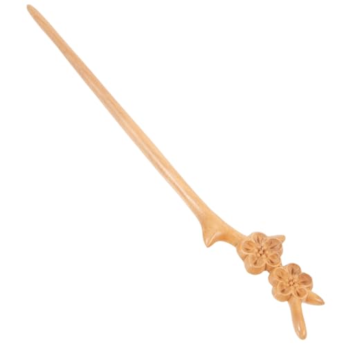 minkissy 2St Pfirsich-Haarnadel chinesische Haarstäbchen chinesische Essstäbchen Haarspangen Haarklammer Haarknotennadel Frauenhaarstock Japanischer Stil Brötchen Haarschmuck Damen Holz von minkissy