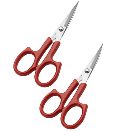 minkissy 2St Schere Bausatz Rasierer Gel Eyeliner Lockenwickler zwiebelschneider schärpe Langlebig fadenschneider Craft scissors brow Bart Trimmer Gesichtshaarschneider Rostfreier Stahl rot von minkissy