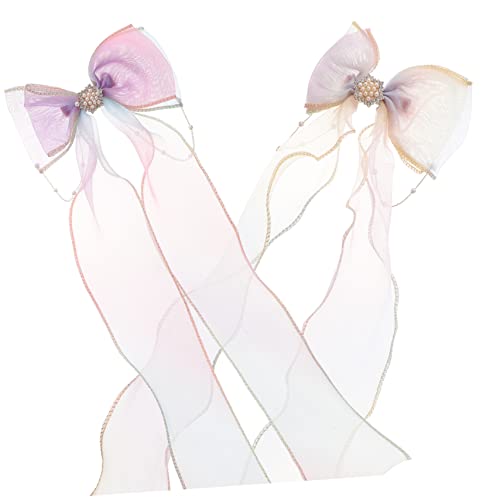 minkissy Haarschleifen Für Mädchen – 2 Haarspangen Mit Schleife Haarnadel Mit Schleife Haarschmuck Für Kinder Und Mädchen von minkissy