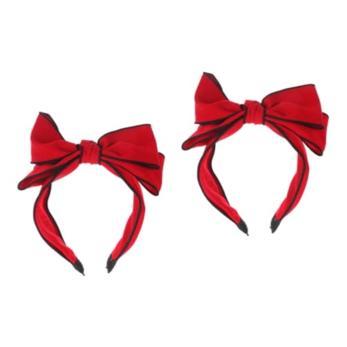 minkissy 2St Schleife Stirnband frauen kopfschmuck Bowknot-Kopf-Dekor Haarband Tiara Stirnbänder im Schleifenstil schöne Haarreifen großer Bogen schmücken Zubehör Stoff rot von minkissy