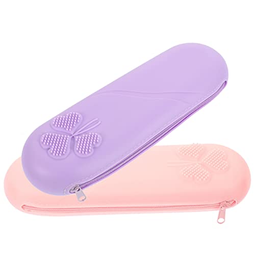 minkissy 2stücke Kosmetiktasche Aus Silikon Reise-Organizer Für Make-up-Pinsel Aufbewahrungsbeutel Mit Reißverschluss Für Pinsel Lippenstifte Und Andere Beauty-Tools von minkissy