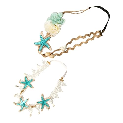 minkissy 2stücke Blumenstirnband Muschel Spitze Elastisches Haarband Blumen Stirn Haar Zubehör Für Mädchen Modischer Kopfschmuck Blumen Haarband von minkissy