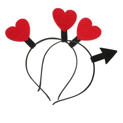 minkissy Stirnband Mit Herz- -design 2 Stück Liebesherz-bopper Für Frauen Amor-kostümzubehör Dekorative Kopfbedeckung Valentinstag-haar-accessoires von minkissy