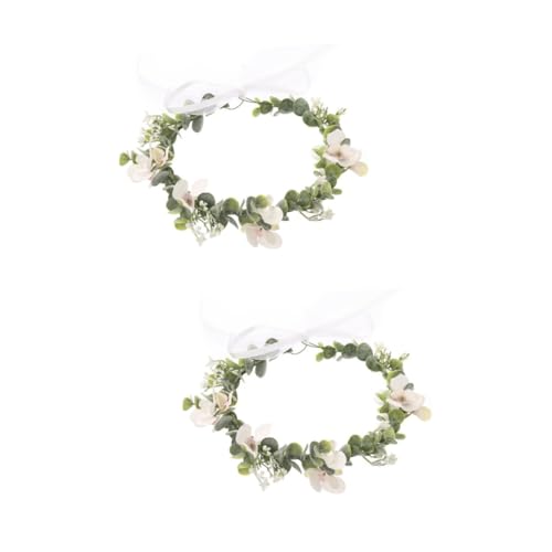 minkissy 2St Stirnband Kronendekor Kronenschmuck weißes Haarband Umstandskleid für Fotoshooting hochzeit haarkranz Novia-Kleider Blumenstirnbänder für Frauen zarte Blumenkrone Braut Kranz von minkissy