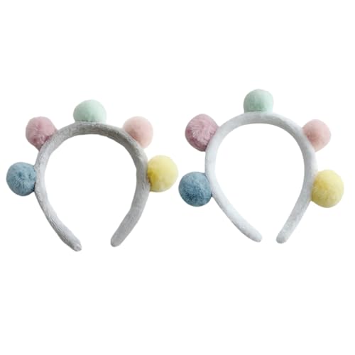 minkissy 2stücke Flauschiges Ball Stirnband Pompon Ball Stirnband Mode Haarband Für Halloween Und Weihnachten Für Damen Und Mädchen von minkissy