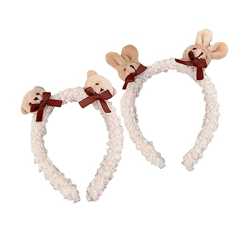 minkissy 2St Stirnband Haarband mit Tierohren Haarschmuck Ohr Haarreifen flauschiger Haarreif Mädchen-Hijab Tiara Haarspange Party-Kopfschmuck Weihnachten Kopfbedeckung die Hexe Lammwolle von minkissy