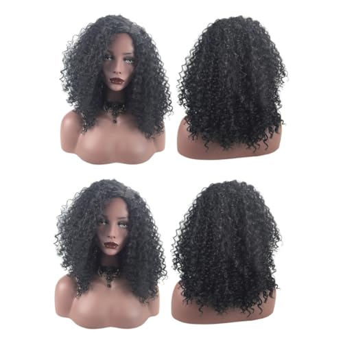 minkissy 2St lockige schwarze perücke lockige perücken für schwarze frauen Afro-Perücken lockige Echthaarperücke Frauenhaarperücke kleine Lockenhaarperücke lockiges Haar Lockige haare von minkissy