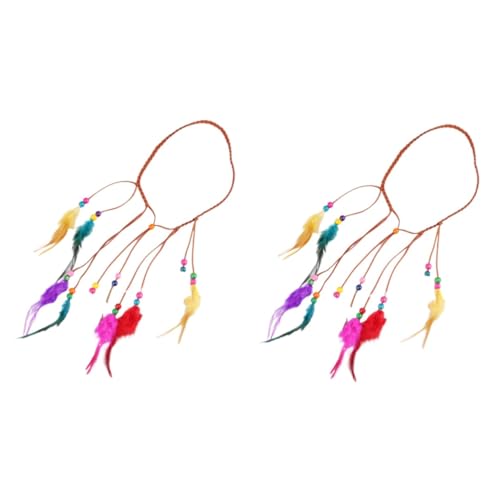 minkissy 2St haarschmuck für damen haarzubehör für damen festival haarschmuck Haaraccessoires für haarschmuck festlich Kopfbedeckung aus Federn -Stirnband Böhmen reisen von minkissy