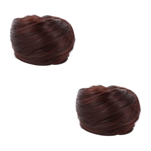 minkissy 2St perücken Haarverlängerung Chignon Prinzessin Leia Brötchen Haar Chignon Perücke glatte Echthaarperücke Haarplattenwerkzeug kreativer Kopfschmuck Knopf Brot Gummiband Haarring von minkissy