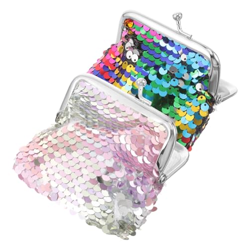 minkissy 2stücke Kleine Münzgeldbörse Für Damen Mit Kussverschluss Pailletten-geldbörse Tragbare Mini-münzbörse Zum Aufbewahren Von Kleingeld Und Kleinen Gegenständen von minkissy