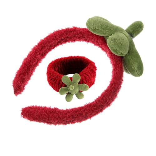 minkissy 2stücke Erdbeer Stirnbänder Armbänder Für Gesichtswaschungen Süße Stirnbänder Handtücher Hautpflege Haarbänder Armbänder Für Damen von minkissy