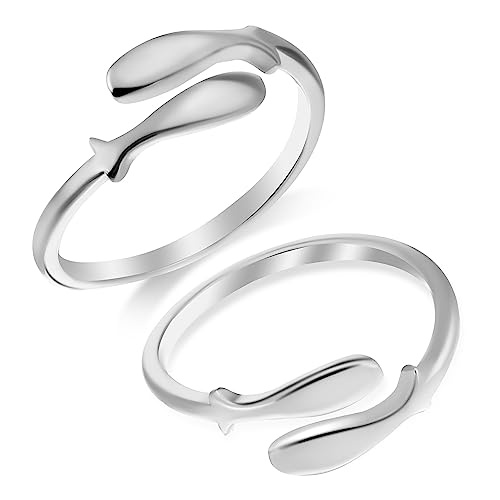 minkissy 2Stücke Fischringe Damenring Offene Zierringe Verstellbare Schmuckstücke für Frauen Vielseitig für Partys von minkissy