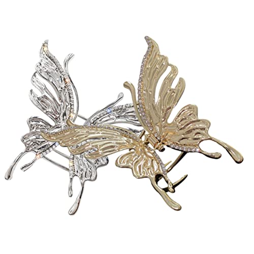 minkissy 2stücke Haarklammern Schmetterlingsform Mit Strasssteinen Für Damen Rutschfeste Haarspangen Für Eleganten Stil Und Praktischen Beim Waschen Kochen Oder Sport von minkissy