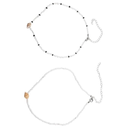 minkissy 2stücke Perlenhalskette Für Damen Conch Halskette Teen Mädchen Hals Schmuck Leicht Und Einfach Zu Tragen Halsschmuck Strandhalskette Zierliche Halskette von minkissy