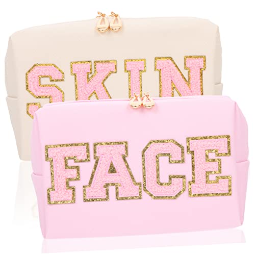 minkissy 2Stücke Tragbare Dekorative Kosmetiktaschen für Damen Multifunktionale Make Up Taschen mit Reißverschluss für Reisen und Alltag von minkissy