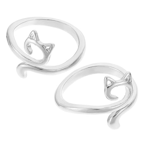 minkissy 2stücke Verstellbare Häkelringe Kreative Katzenform Garnführungsringe Für Fingerstricken Und Häkeln Praktisches Zubehör Für Strickprojekte Leicht Und Tragbar Geschenk Für Handarbei von minkissy