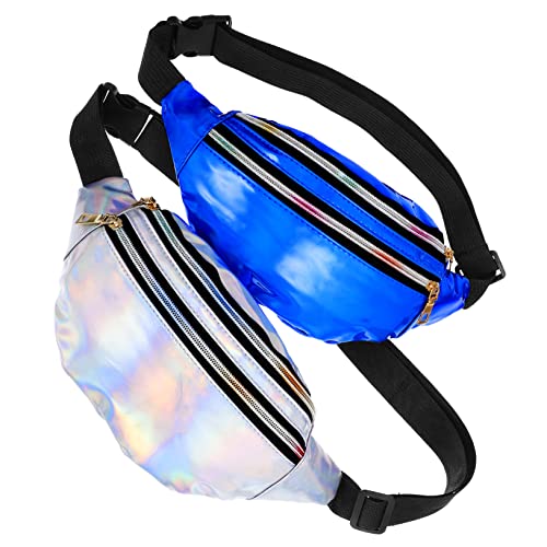minkissy 2stücke Gürteltasche Für Damen Vintage Holografische Fanny Packs Mit Reißverschluss Verstellbare Taschen Leicht Zu Reinzen Großes Volumen Für Handy Schlüssel Und von minkissy