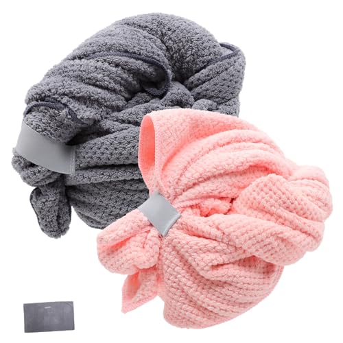 minkissy 2 Stück Refresh Mikrofaser-haarwickel Turban Spa-handtuch Wickeltuch Für Frauen Haartrockentuch Schnelle Haartrocknungskappe Haartrocknungshüte Für Damen Grau von minkissy