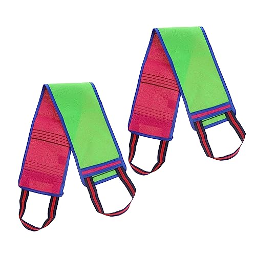 minkissy 2er Set Langer Peeling Waschlappen Effektive Körperpeeling Tücher Für Die Dusche Exfolierende Badehandtücher Doppelseitige Rückenreinigungsstreifen Zufällige Randfarbe von minkissy