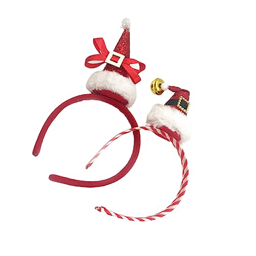 minkissy 2pcs Haarschmuck für Abschlussball Haarschmuck Haargummis Weihnachtsmütze Stirnband Xmas Stirnbänder Niedliche Weihnachten Stirnbänder Rote Haar Hoops Weihnachten Haarbänder Kopfschmuck von minkissy