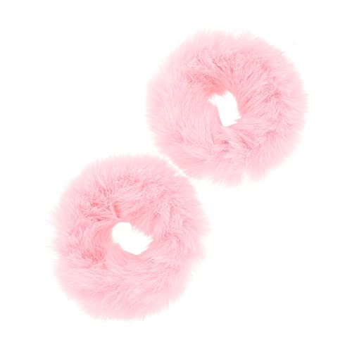 2st Plüsch Stirnband Frisur Halter Flauschige Haarringe Cute Hair Bands with Fur Elastic Ponytail Holder Fur Hair Scrunchies Damen Krawatte Pferdeschwanz Mädchen Gesicht Flusen von minkissy