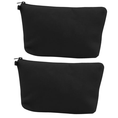 2pcs Pure Black Cosmetic Bag Cosmetic Bags for Women Small Clutch for Women Travel Storage Bag Makeup Organizer Portable Makeup Bag Makeup Container Bag Cosmetic Container, Schwarz, 2 von minkissy